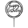 Topper ozdoby na tort napis Happy Birthday okrągły czarny akryl dekoracje urodzinowe